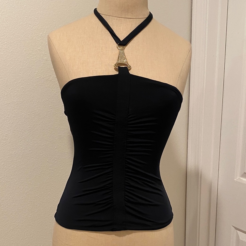 Versace Black Halter Y2K Vintage Top